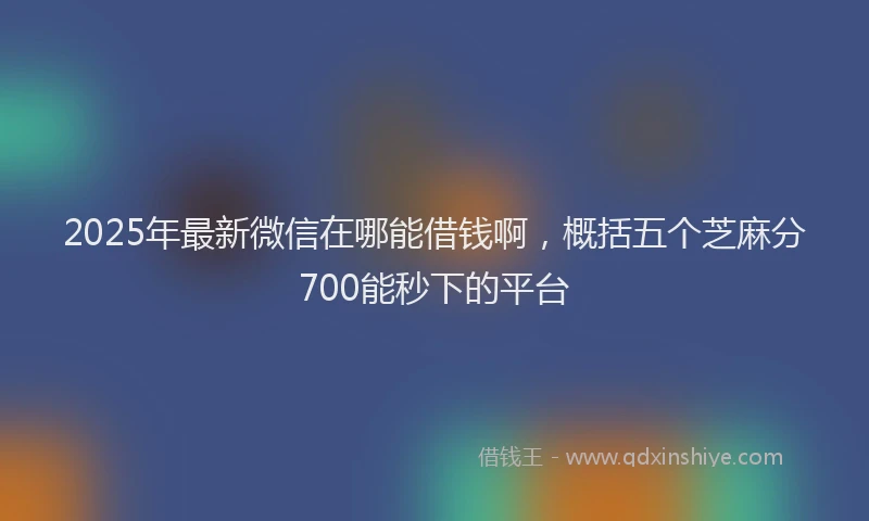 2025年最新微信在哪能借钱啊，概括五个芝麻分700能秒下的平台