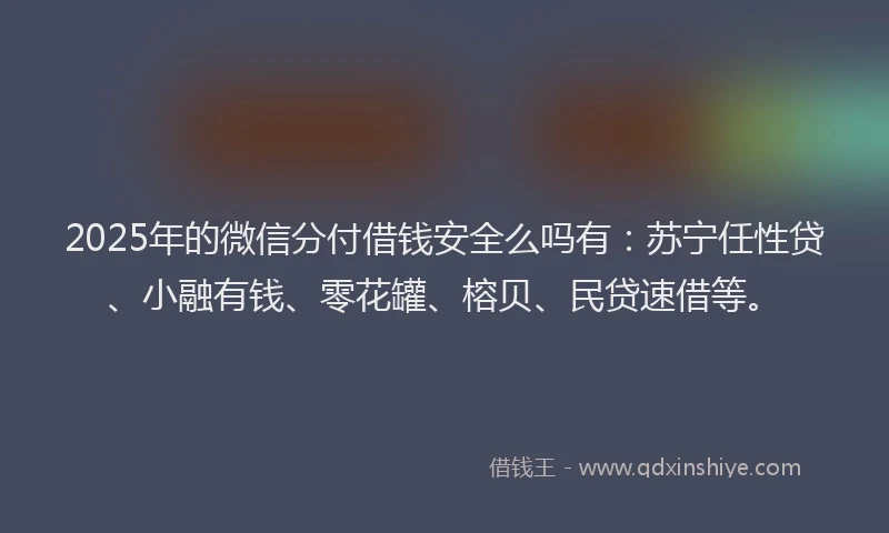 2025年的微信分付借钱安全么吗有：苏宁任性贷、小融有钱、零花罐、榕贝、民贷速借等。