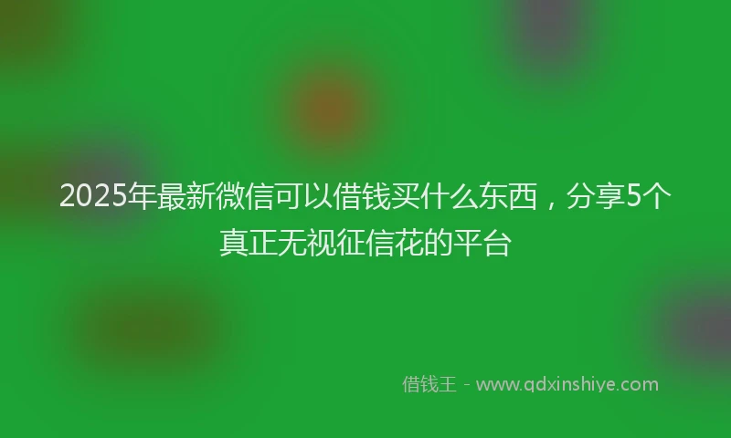 2025年最新微信可以借钱买什么东西，分享5个真正无视征信花的平台