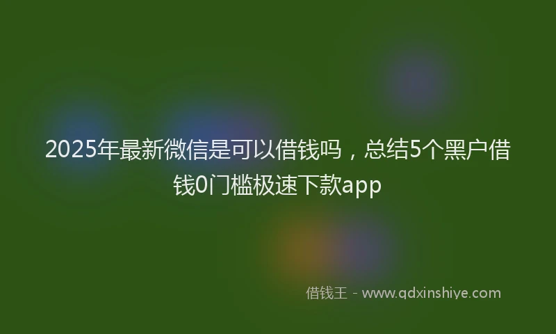 2025年最新微信是可以借钱吗，总结5个黑户借钱0门槛极速下款app