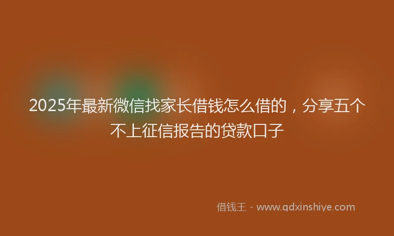 2025年最新微信找家长借钱怎么借的，分享五个不上征信报告的贷款口子