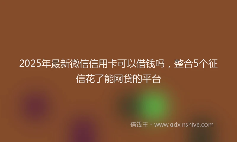 2025年最新微信信用卡可以借钱吗，整合5个征信花了能网贷的平台