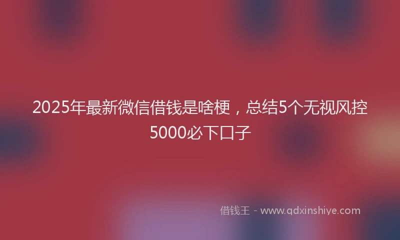 2025年最新微信借钱是啥梗，总结5个无视风控5000必下口子