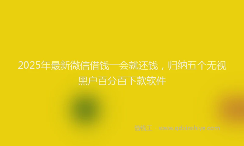 2025年最新微信借钱一会就还钱，归纳五个无视黑户百分百下款软件