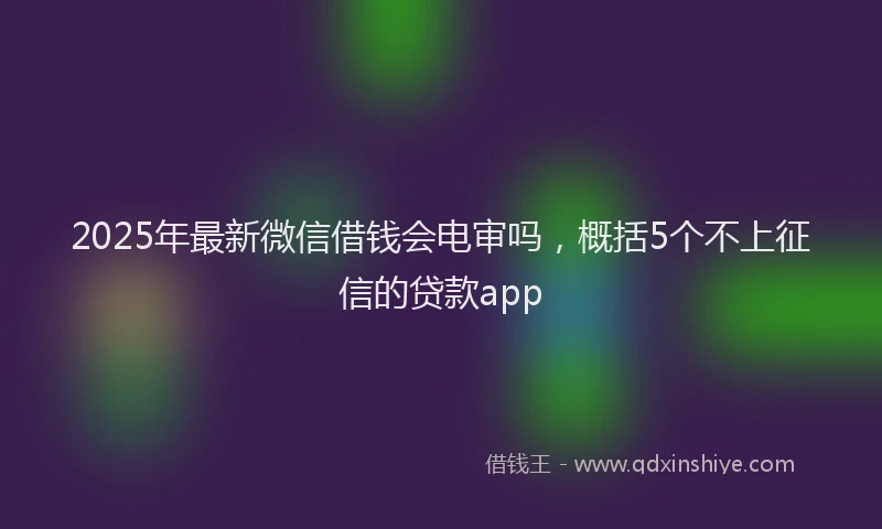 2025年最新微信借钱会电审吗，概括5个不上征信的贷款app