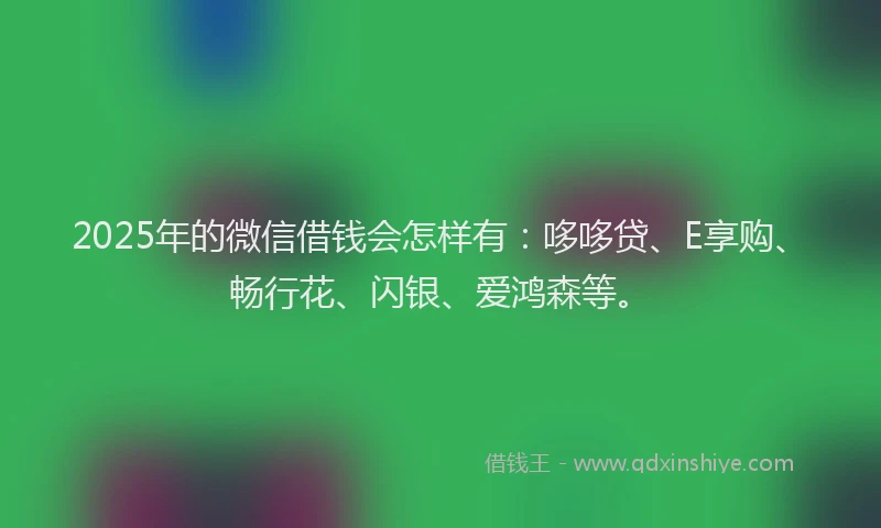 2025年的微信借钱会怎样有：哆哆贷、E享购、畅行花、闪银、爱鸿森等。
