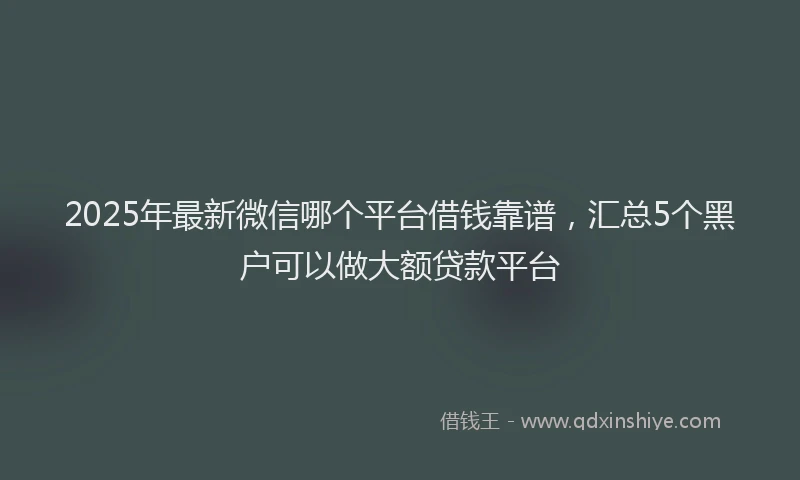 2025年最新微信哪个平台借钱靠谱，汇总5个黑户可以做大额贷款平台
