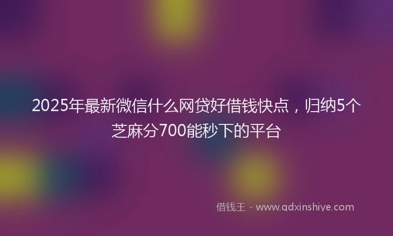 2025年最新微信什么网贷好借钱快点，归纳5个芝麻分700能秒下的平台