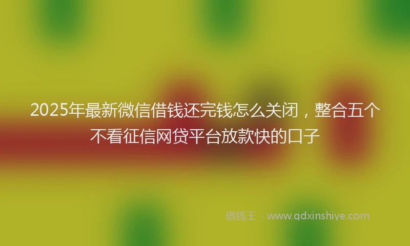 2025年最新微信借钱还完钱怎么关闭，整合五个不看征信网贷平台放款快的口子