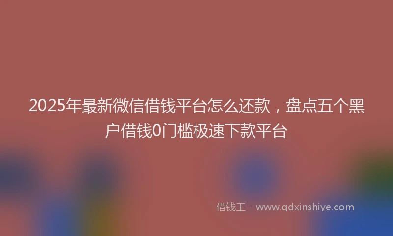 2025年最新微信借钱平台怎么还款，盘点五个黑户借钱0门槛极速下款平台