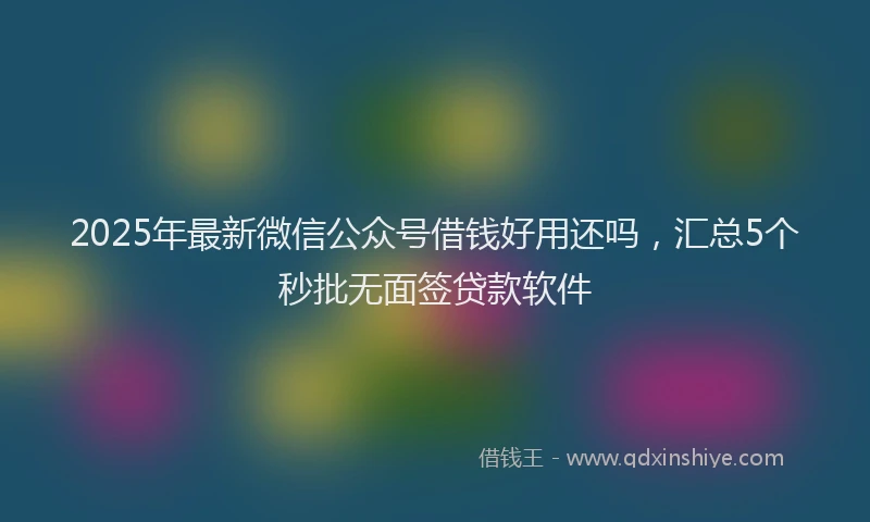 2025年最新微信公众号借钱好用还吗，汇总5个秒批无面签贷款软件