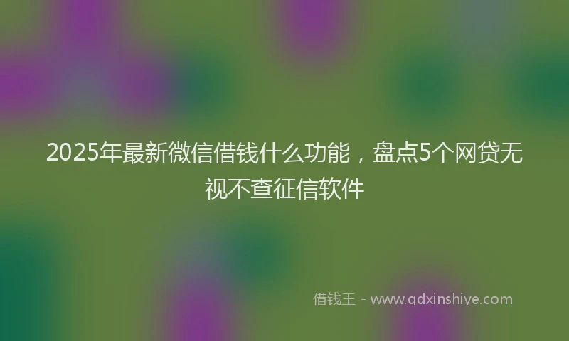 2025年最新微信借钱什么功能，盘点5个网贷无视不查征信软件