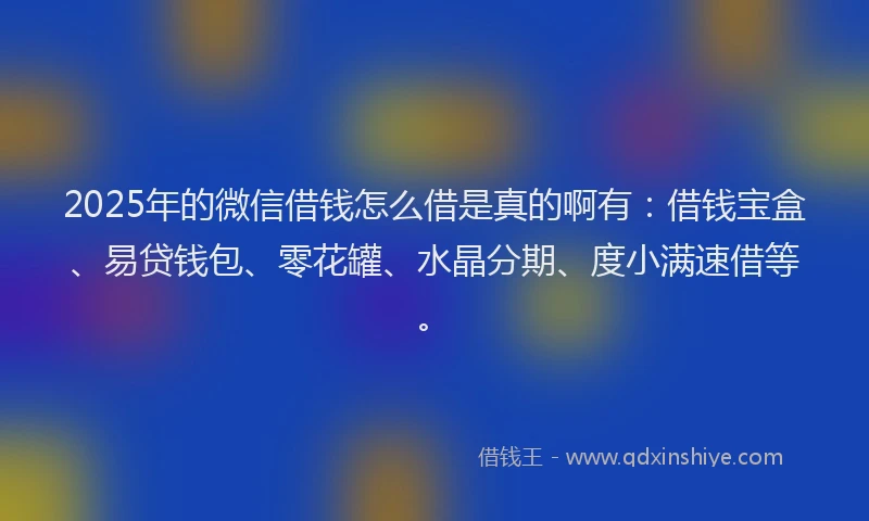 2025年的微信借钱怎么借是真的啊有：借钱宝盒、易贷钱包、零花罐、水晶分期、度小满速借等。