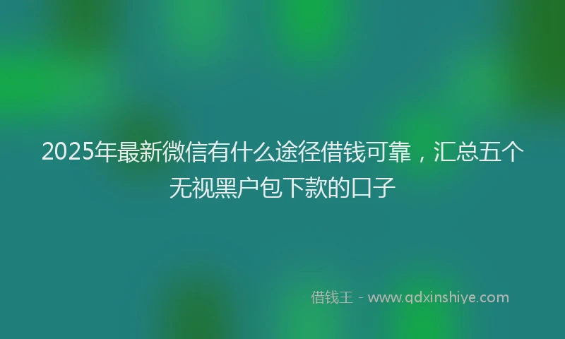 2025年最新微信有什么途径借钱可靠，汇总五个无视黑户包下款的口子