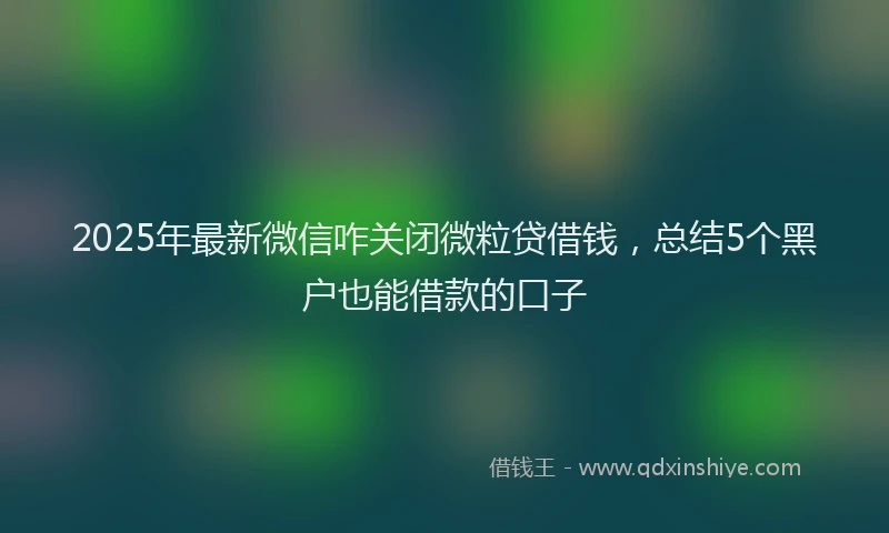 2025年最新微信咋关闭微粒贷借钱，总结5个黑户也能借款的口子