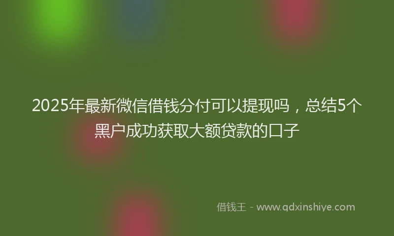 2025年最新微信借钱分付可以提现吗，总结5个黑户成功获取大额贷款的口子