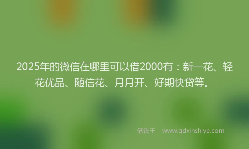 2025年的微信在哪里可以借2000有:新一花、轻花优品、随信花、月月开、好期快贷等。