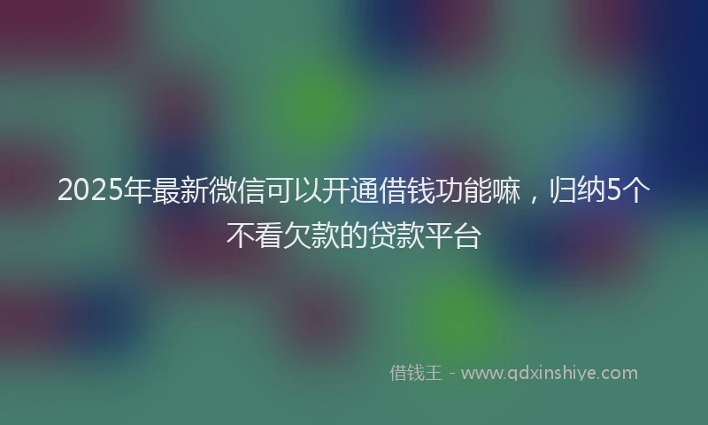 2025年最新微信可以开通借钱功能嘛，归纳5个不看欠款的贷款平台