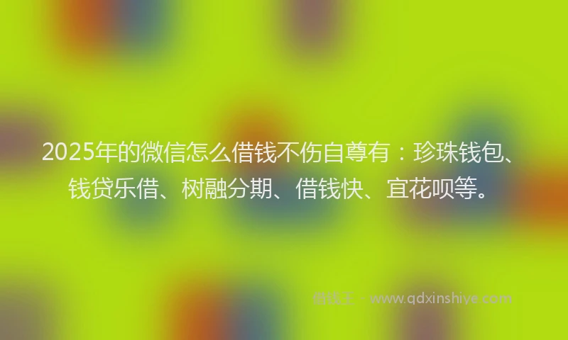 2025年的微信怎么借钱不伤自尊有：珍珠钱包、钱贷乐借、树融分期、借钱快、宜花呗等。