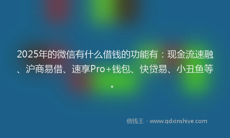 2025年的微信有什么借钱的功能有：现金流速融、沪商易借、速享Pro+钱包、快贷易、小丑鱼等。