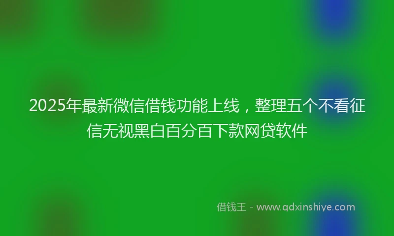 2025年最新微信借钱功能上线，整理五个不看征信无视黑白百分百下款网贷软件