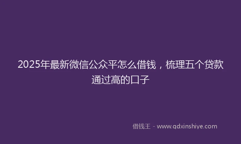2025年最新微信公众平怎么借钱，梳理五个贷款通过高的口子