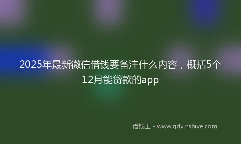 2025年最新微信借钱要备注什么内容，概括5个12月能贷款的app