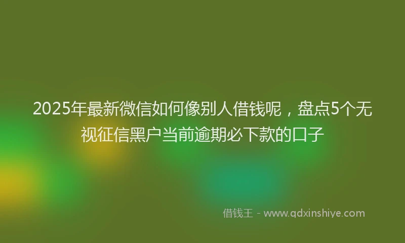 2025年最新微信如何像别人借钱呢，盘点5个无视征信黑户当前逾期必下款的口子
