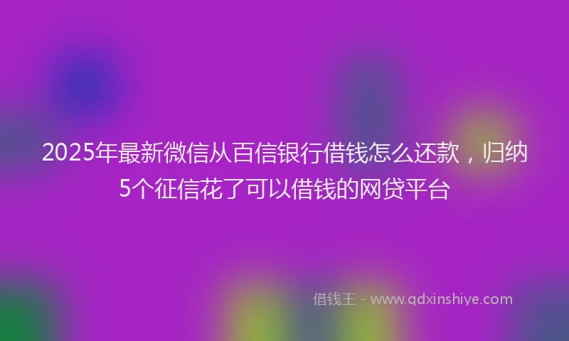 2025年最新微信从百信银行借钱怎么还款，归纳5个征信花了可以借钱的网贷平台