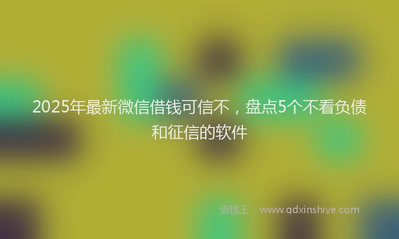 2025年最新微信借钱可信不，盘点5个不看负债和征信的软件