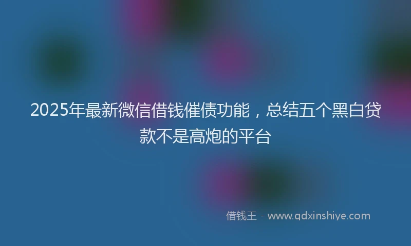 2025年最新微信借钱催债功能，总结五个黑白贷款不是高炮的平台