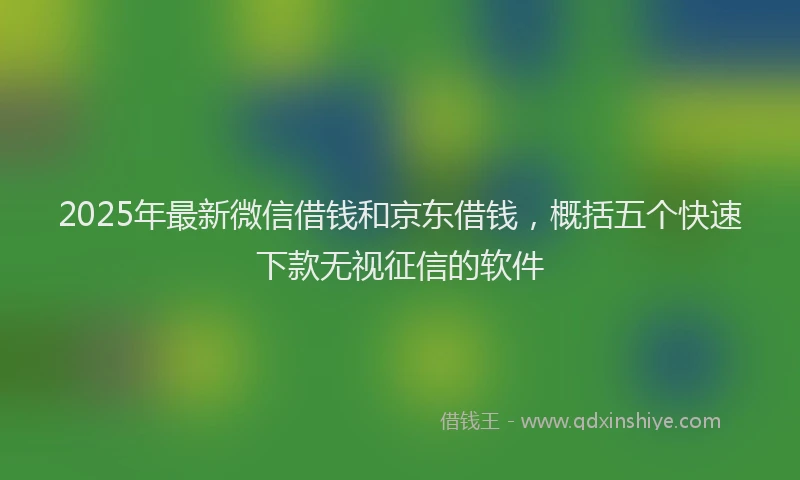 2025年最新微信借钱和京东借钱，概括五个快速下款无视征信的软件