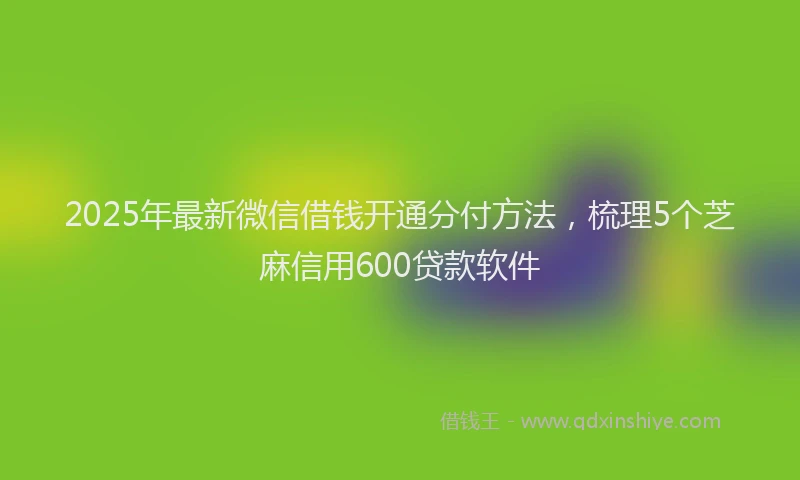 2025年最新微信借钱开通分付方法，梳理5个芝麻信用600贷款软件