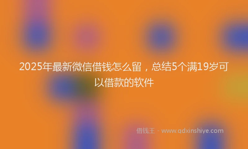 2025年最新微信借钱怎么留，总结5个满19岁可以借款的软件