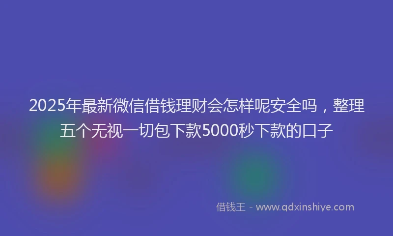 2025年最新微信借钱理财会怎样呢安全吗，整理五个无视一切包下款5000秒下款的口子