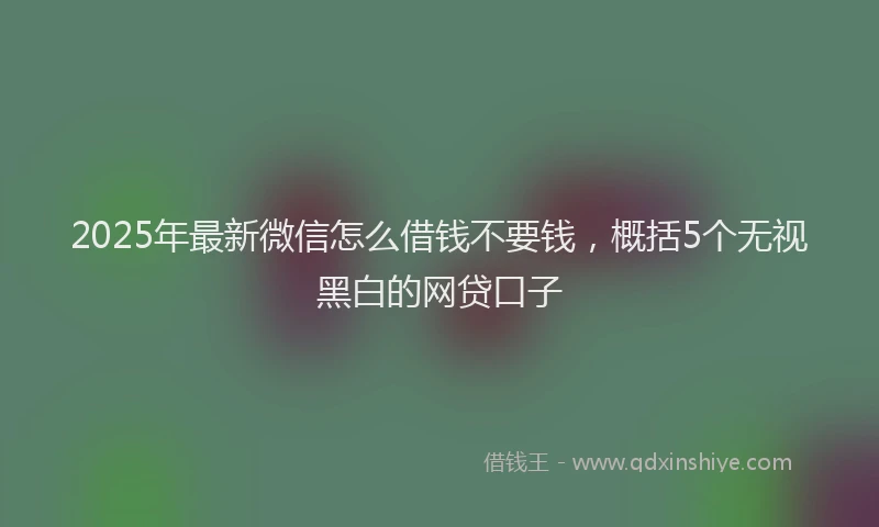 2025年最新微信怎么借钱不要钱，概括5个无视黑白的网贷口子