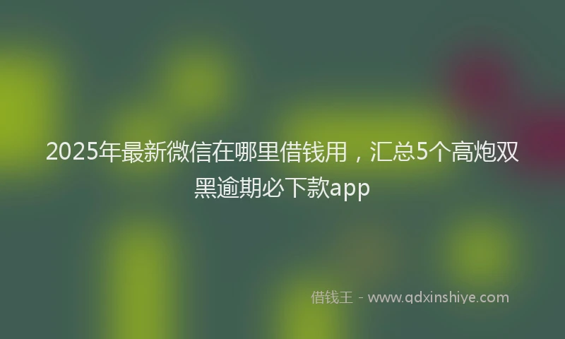 2025年最新微信在哪里借钱用，汇总5个高炮双黑逾期必下款app