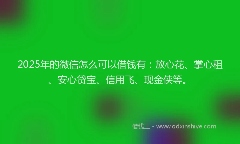 2025年的微信怎么可以借钱有：放心花、掌心租、安心贷宝、信用飞、现金侠等。