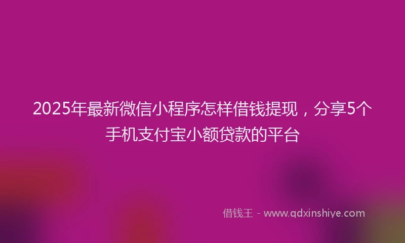 2025年最新微信小程序怎样借钱提现，分享5个手机支付宝小额贷款的平台