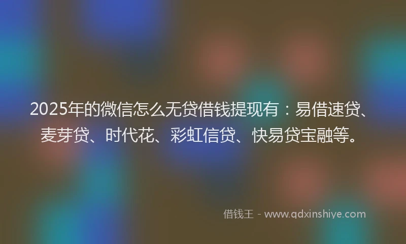 2025年的微信怎么无贷借钱提现有：易借速贷、麦芽贷、时代花、彩虹信贷、快易贷宝融等。