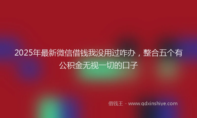 2025年最新微信借钱我没用过咋办，整合五个有公积金无视一切的口子