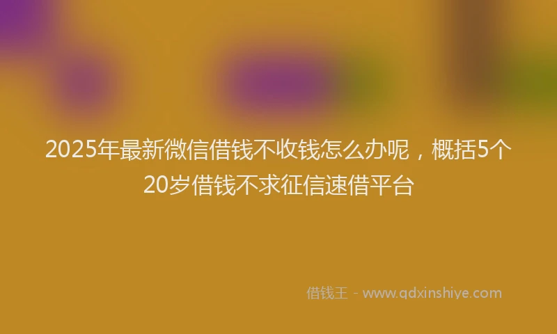 2025年最新微信借钱不收钱怎么办呢，概括5个20岁借钱不求征信速借平台