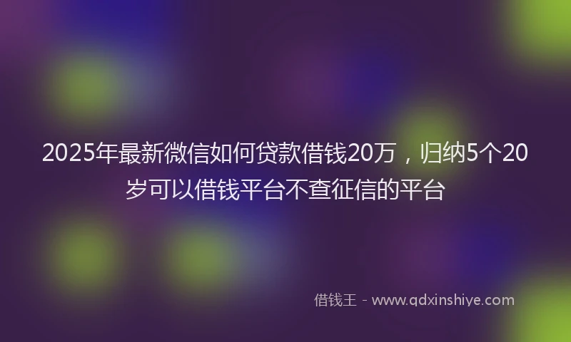 2025年最新微信如何贷款借钱20万，归纳5个20岁可以借钱平台不查征信的平台