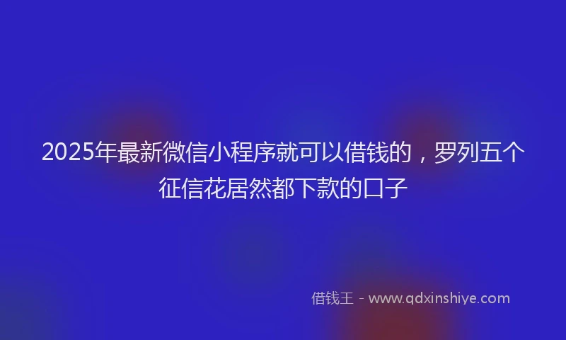 2025年最新微信小程序就可以借钱的，罗列五个征信花居然都下款的口子