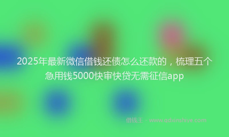 2025年最新微信借钱还债怎么还款的，梳理五个急用钱5000快审快贷无需征信app
