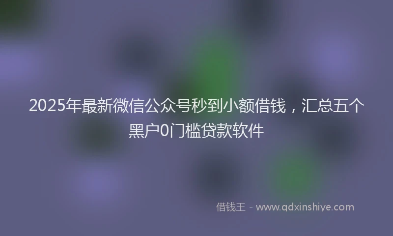 2025年最新微信公众号秒到小额借钱，汇总五个黑户0门槛贷款软件