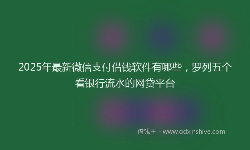 2025年最新微信支付借钱软件有哪些，罗列五个看银行流水的网贷平台