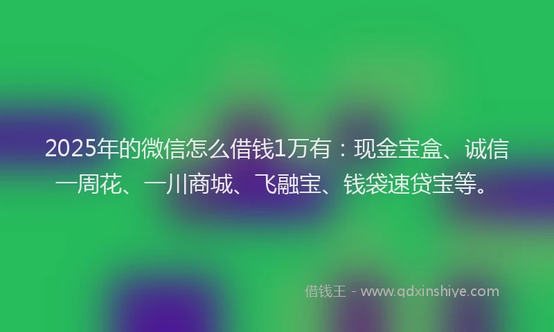 2025年的微信怎么借钱1万有：现金宝盒、诚信一周花、一川商城、飞融宝、钱袋速贷宝等。
