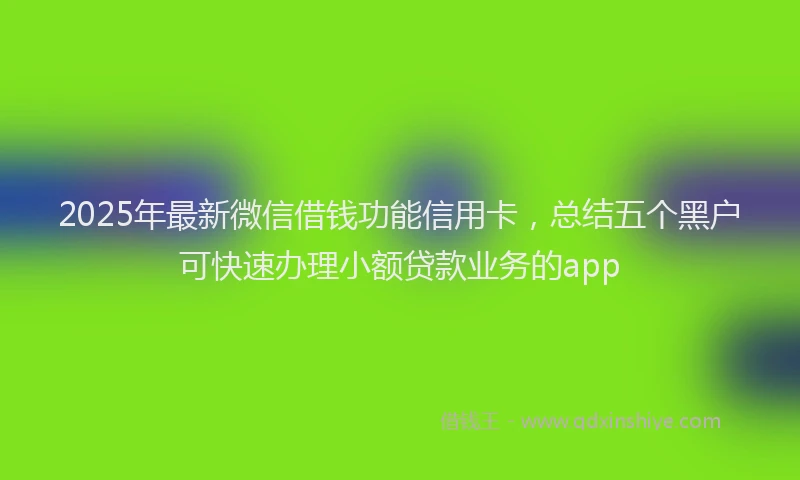 2025年最新微信借钱功能信用卡，总结五个黑户可快速办理小额贷款业务的app