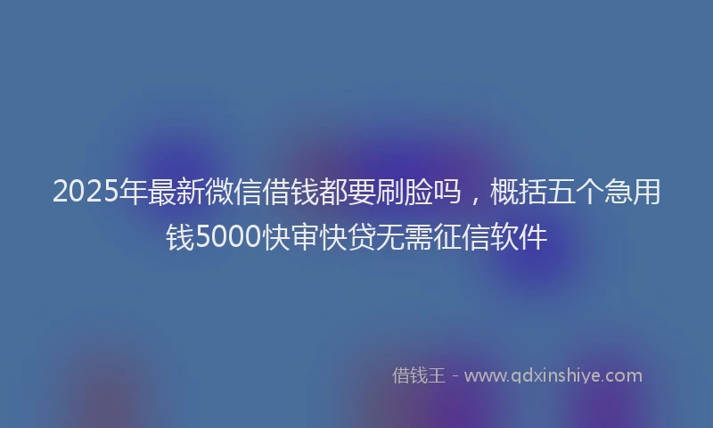 2025年最新微信借钱都要刷脸吗，概括五个急用钱5000快审快贷无需征信软件